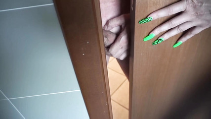 BDSM girl slap his balls