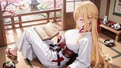 Blonde Kimono Girl! From Cherry Blossom Shrine to Bedroom, Black Lace Contrast!
