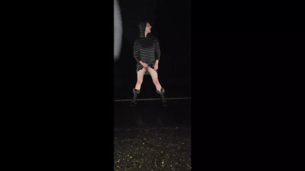 Horny femboy strips and cums on the road! thumbnail