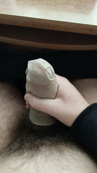 Cum in stepmom's smelly nylon sock
