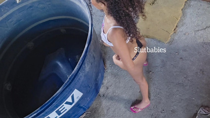 Picking up my 100 anal stepsister on the terrace
