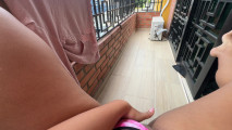 Last night I was walking around the balcony in my underwear and I saw my neighbor looking over here so I decided to masturbate this morning to see if I would go out and