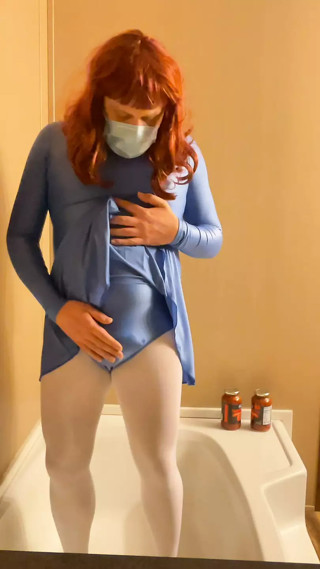 Crossdresser fills leotard with pasta sauce and piss thumbnail