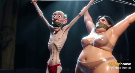 Old Man Tied up - Humiliated by Fat SSBBW with Whip
