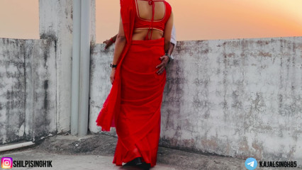 My Boyfriend Fucked Me in a Red Saree and Ejaculated Inside My Mouth, He Was Licking My Ass with His Tongue