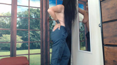Nylon wind pants ass stretching