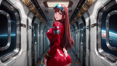 Red-haired Commander! Private Moments in the Sci-fi Ship Cockpit