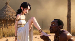 White Woman Tied in Africa - African Man Licking Her Feet