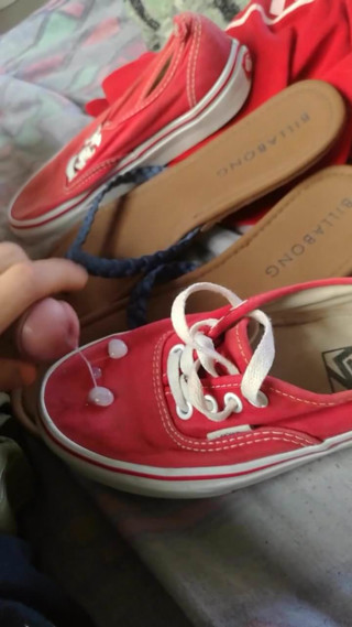 cum on red vans shoes