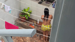 My Neighbor From the House Below Bathes Outside and Was Discovered by Me.