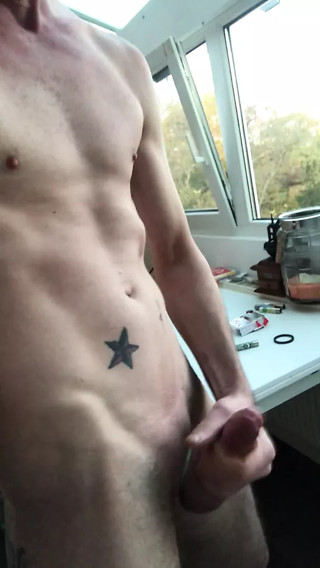 NikNude wank &amp; comshot at home