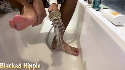 Washing my Feet in the Shower and Accidental Cock Flash