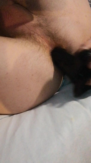 Polish boy fucks with his huge black dildo