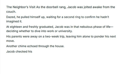 The Neighbor's Visit As The Doorbell Rang, Jacob Was Jolted Awake From The Couch