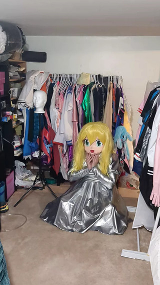 Kigurumi Layered Breathplay Cosplay Shiny Silver Dress PVC