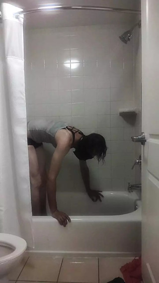 Crossdresser Outfit Try-On in Shower tub grinding and dry humping thumbnail