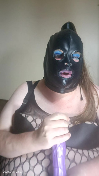 BBW TV having fun with a purple dildo thumbnail