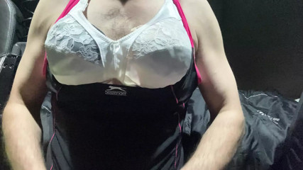 White bra, black swimsuit, big cum #1
