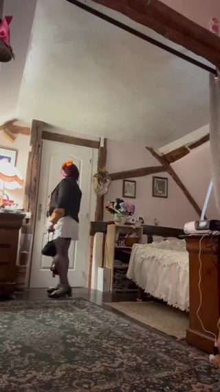 Dressed in a little white skirt for an evening thumbnail