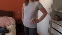 Mature 58-year-old Latina shows off very excited in front of her stepson's friends, she asks them to show her their cocks