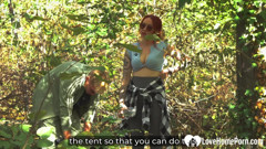 Crazy tent sex with a hot redhead babe