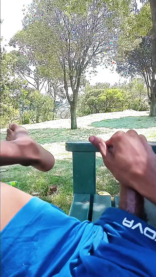 Risky masturbating and cumshot on hiking trails.