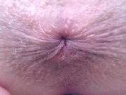 First time anal. Jelly dildo close up