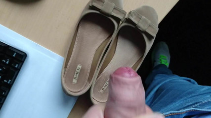 Cum in another pair of shoes of colleague at work