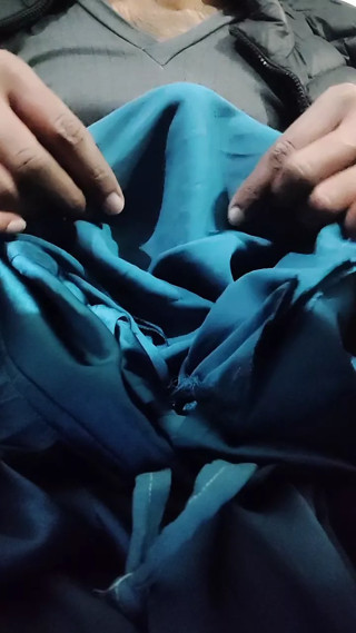 Dick head rub with blue satin silky salwar of nurse (47)