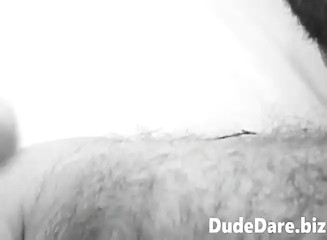 Black and white clip of horny bear jerking off erotically