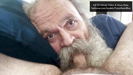 Moustache Daddy Worships Cock, Swallows Cum