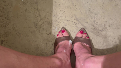 I cum on my freshly glazed red feet