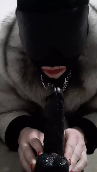 Fur bondage sissy desperate for dildo blowjob POV thumbnail