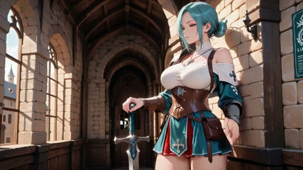 Silver Armor Hugging Soft Skin, Lazily Panting Under the Stone Arches