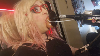 Sissy Gets Facial From Dildo Machine