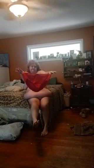 Modeling the panties I sell part1 Red lace silky