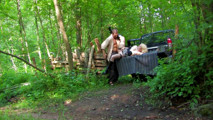 Young blonde fingered in the car, anal fucked in the forest