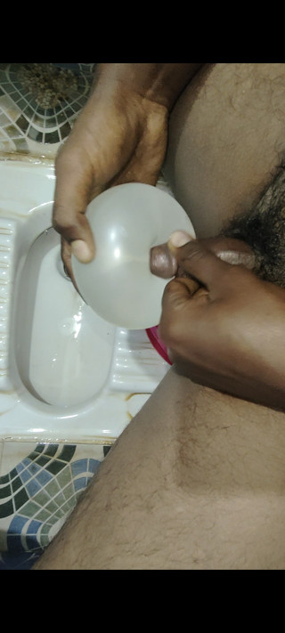 Desi step brother masterbating with baloon toy