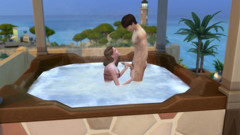 Couple on vacation take the opportunity to fuck in the hydro. The Sims