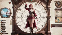 Redhead Pirate Captain! Playing with Her Cutlass in a Vintage Ship Cabin.