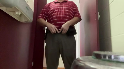 Public University Bathroom Stripping, Walking Around Erect, then Cumming on Table