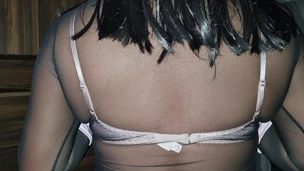 Sexy Vintage Satin and Lace Bra and Sheer Black Dress thumbnail
