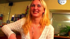 Busty Blonde Gives Sloppy Blowjob with Drool