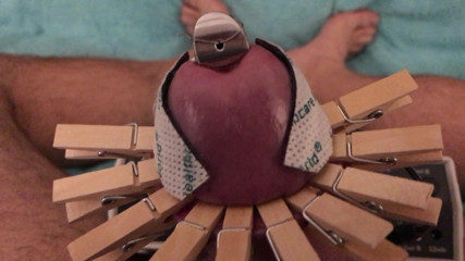 Sounded peehole, pegged foreskin, electro tortured cockhead