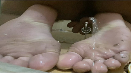 Pierced Cock peeing on my dirty soles thumbnail