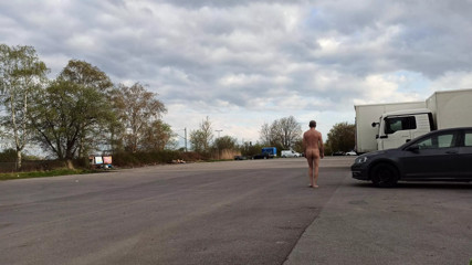 Naked at the cruising parking
