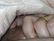 London bitch paws under customer's blanket with big dick