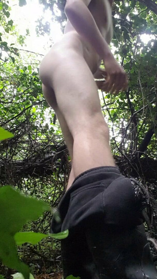 Stripping off outdoors