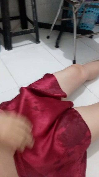 Red Satin Mini Skirt Masturbation