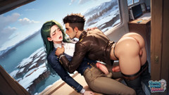 A Transvestite Wearing Glossy Brown Leather Garb Reclines on a Rocky Shore - the Kinkiest Femboy Porn Around!